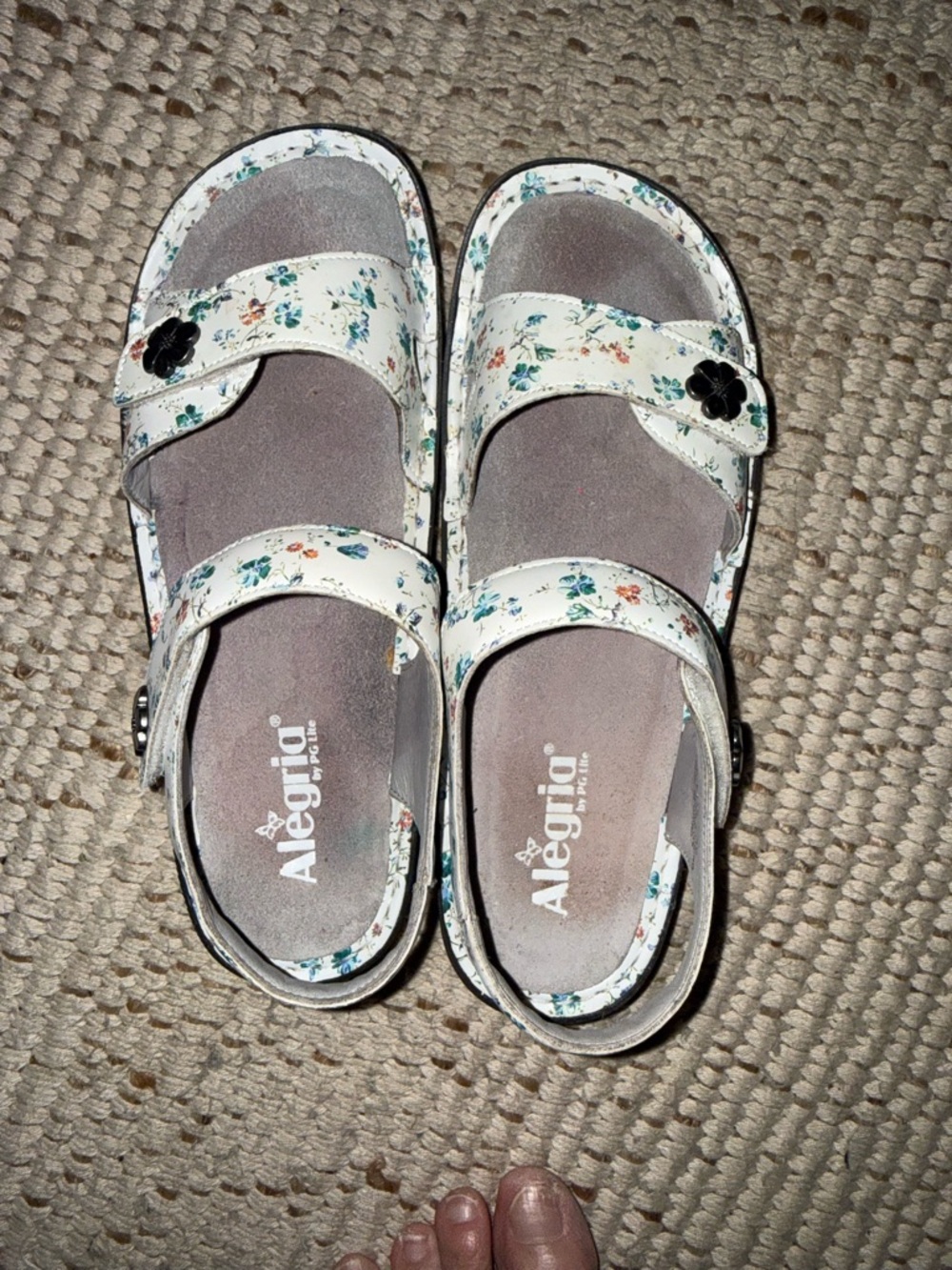 Women’s Alegria White Floral Double-Strap Comfort Sandals